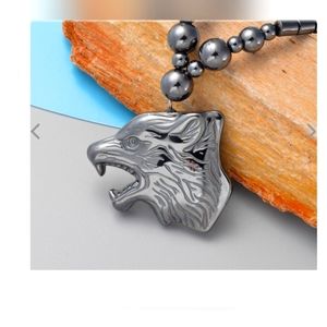 Hematite 'WOLF' magnetic therapy necklace, 20"..Now $17
